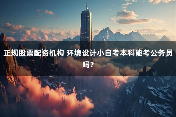 正规股票配资机构 环境设计小自考本科能考公务员吗？